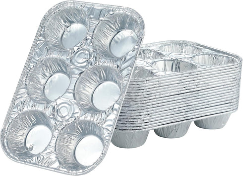 10pack Muffin Pan, 6-Cup Aluminum Pans for Baking Cupcakes, Muffins, and Mini Pies