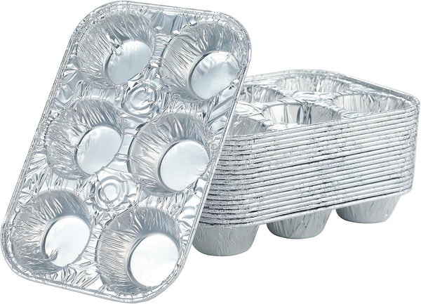 10pack Muffin Pan, 6-Cup Aluminum Pans for Baking Cupcakes, Muffins, and Mini Pies