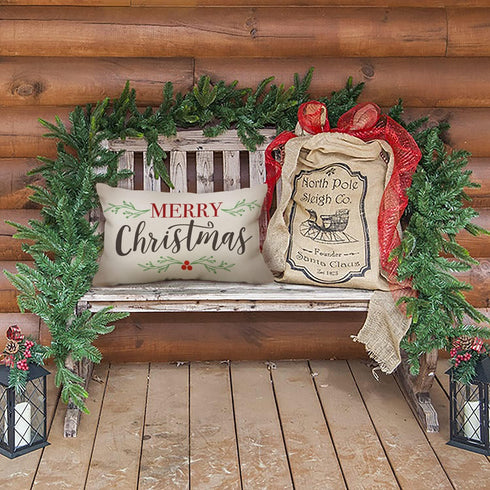 DFXSZ Merry Christmas Pillow Covers, Holly Berries Lumbar Pillowcase 12x20 Inch for Home Decoration