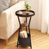 Yusong Round Side Table, Small Drink Table for Small Spaces, 3-Tier Industrial