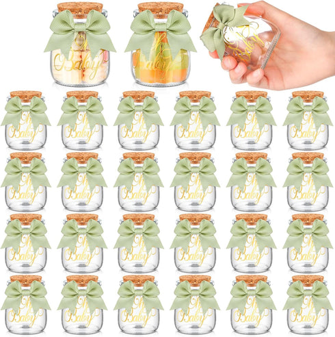 Funnymoom 24 Sets Baby Shower Bottles Favors for Guests Glass 100 ml Milk