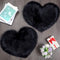 Mudder 2 Pieces Heart Shaped Rug, Faux Fluffy Carpet Door Mat for Bedroom, 12 x 16 Inch (Black)