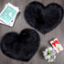 Mudder 2 Pieces Heart Shaped Rug, Faux Fluffy Carpet Door Mat for Bedroom, 12 x 16 Inch (Black)