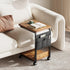 2-Tier YeTom Side Table,C Table with Storage Shelf, End Table with a Storage Bag, Sofa Table with Wheels for Living
