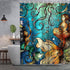 LIVILAN Mermaid Shower Curtain Set - Jellyfish Fabric Bathroom Curtains with Hooks, Washable 72x72 Inches