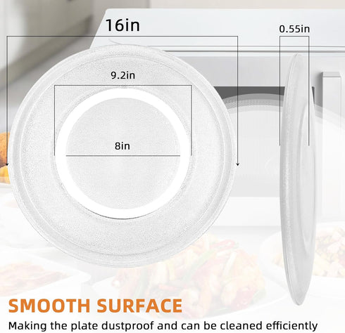 Microwave Glass Plate 16 inch WB27X43590, Compatible with G.E Microwave, Replace AP4345996, PS2321884
