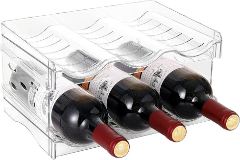 IEEK Plastic Stackable Bottle Storage Holder Rack, Free-Standing Organizer for Kitchen Cabinet, 2 Pack