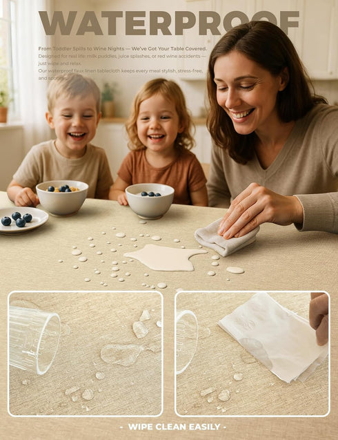 Decorelia Party,(Oblong,52 70 Inch (4-6 Faux Linen Rectangle Tablecloth for Dining Room,Outdoor Coffee Wrinkle