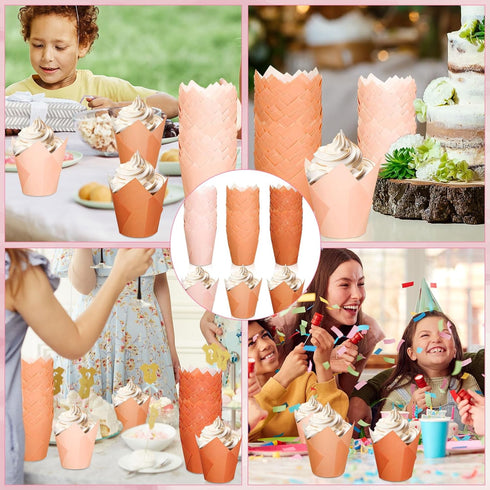 Whaline 180Pcs Terracotta Tulip Cupcake Liners | Greaseproof Muffin Baking Liners for Parties