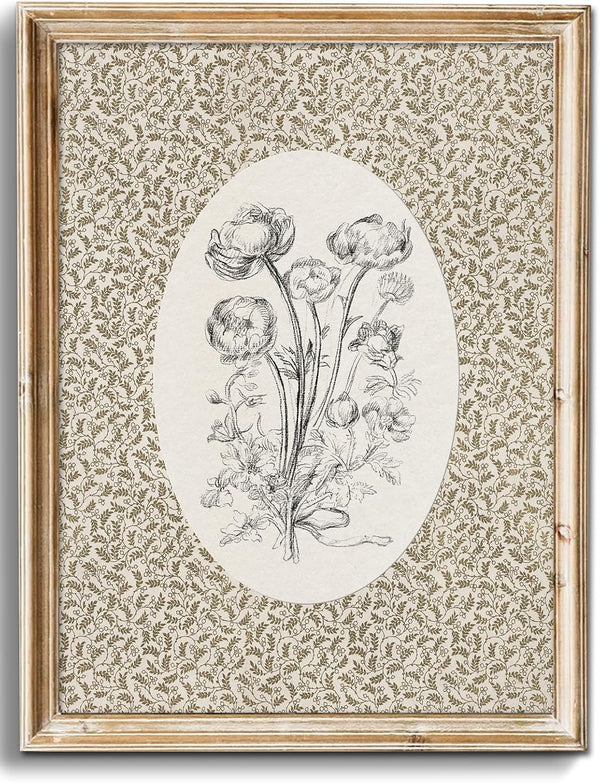 uniro Neutral Vintage Floral Wall Art Prints, Bedroom Nursery Wall Painting Canvas