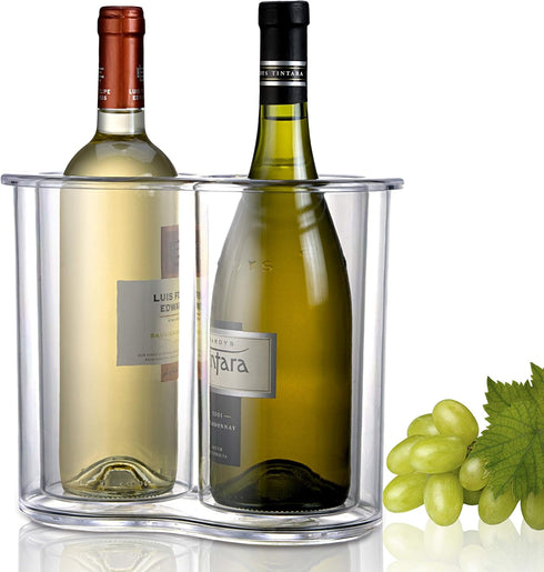 Prodyne Twin-Chill 2 Bottle Iceless Wine Cooler, Clear by Prodyne