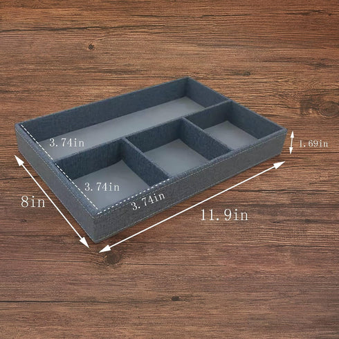 SYRWDXTX 4 Desktop Storage Organizer, Bedside Table or Storage rack Leather Tray, Valet Tray, Dresser Organizer