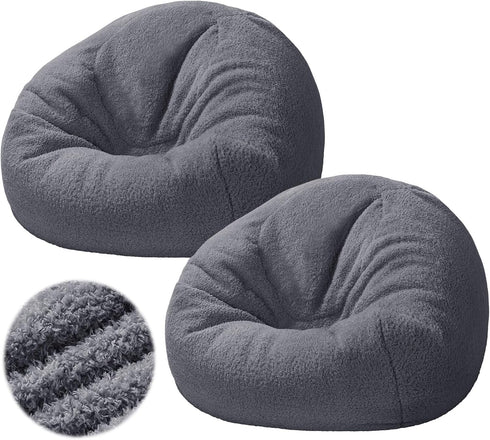 Sliner 2 Pcs Stuffed Animal Storage Bean Bag Chair Cover, Large Zipper Bean Bag Cover for Adults (No Filler), Soft