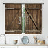 Cinbloo Farmhouse Kitchen Curtains, Rod Pocket 27.5W x 39L Inch Brown Barn Door Vintage Country Design, 2 Panels Set