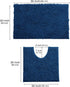 Bathroom Rugs Sets 2 Piece, Luxury Chenille Bath Mat Set, Soft Plush Anti-Slip Rug + U-Shaped Toilet Mat, Blue