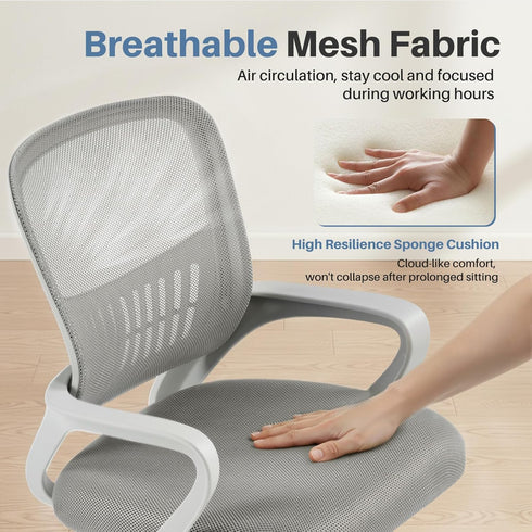 360 DUMOS Home Office Computer Chair - Ergonomic Mid Back Desk with Lumbar Support and Rocking Mode, Height Adjustable