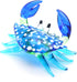 2" WitnyStore Tiny Long Blue White Dots Crab Figurine - Miniature Hand Blown Painted Glass Crabs Crustacean Colorful