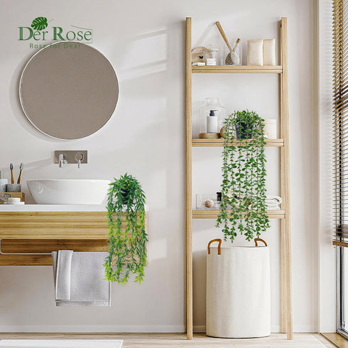6Pcs Der Rose Fake Hanging Plants Artificial Vines Faux Hanging Plants Indoor for Bathroom Kitchen Wall Bookshelf