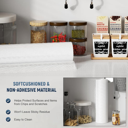 Silicone Shelf Liner, Non-Slip Drawer Liner for Kitchen Cabinets, Durable Grip Liners for Drawers, 1 x 12 FT