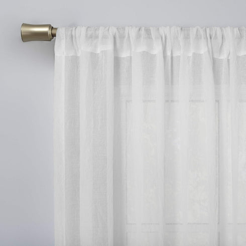 No. 918 Genevieve 2-pack Linen Weave Sheer Grommet Curtain Panel Pair, 50" x 84", White