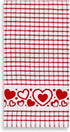 Set 4 Cackleberry Home Bubbly Hearts Windowpane Check Cotton Terrycloth Kitchen Towels