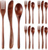 Geiserailie 12 Pcs Wooden Utensils Set - Wooden Spoon, Fork, Knife Cutlery for Kitchen Dinner Tableware (Phoebe Wood)