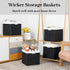 DULLEMELO Wicker Storage Baskets 11x11 Cube Bins for Organizing - Set of 2 Waterproof Woven Storage Cube