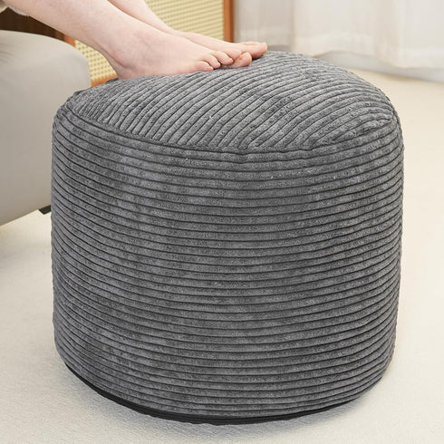 Yueyocici Pouf Ottoman Stuffed Round Modern Foam Filled Foot Rest Corduroy Poufs for
