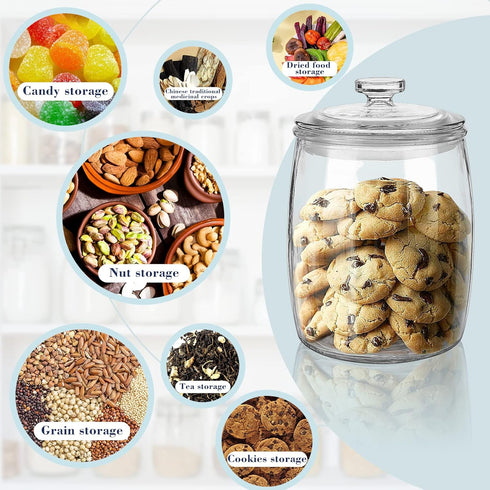 Half Gallon Glass Jars with Lid, Set of 2 Wide Mouth Cookie Jars for Kitchen Storage and Organization
