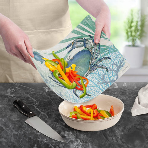Cut N' Funnel Oceana Designer Flexible Plastic Cutting Board Mat, 15" x 11.5", Made in the USA, Decorative, Flexible, Easy to Clean by Chop
