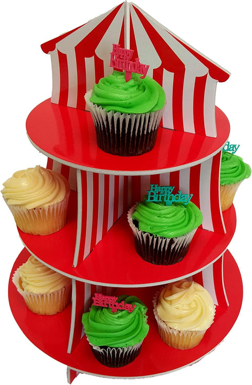 3 Tier Cupcake Stands, Themed Cupcake Serving Holders (Carnival)