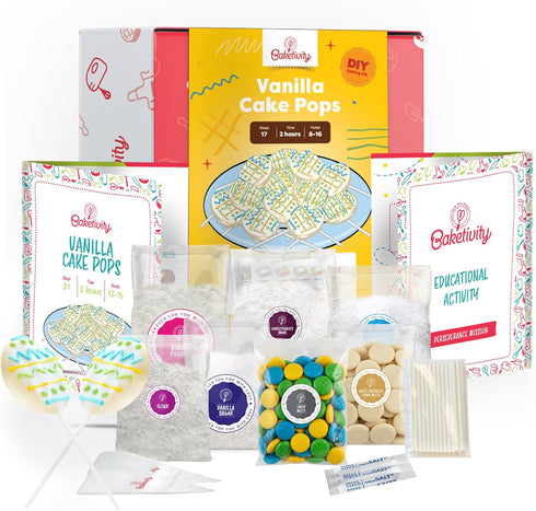 BAKETIVITY Kids Baking DIY Activity Kit - Egg Shape Vanilla Cake Pops