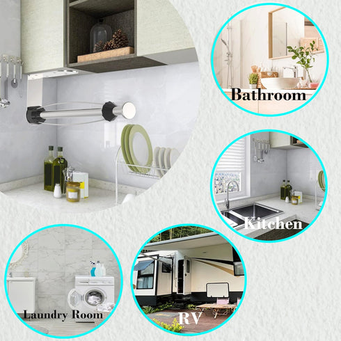 Paper Towel Holder, Under Cabinet Mount, Self Adhesive Kitchen Countertop Wall Mount Rack, Brushed Nickel