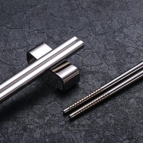 Devico 18/10 Stainless Steel Metal Chopsticks Set, Reusable, Dishwasher Safe (5 pairs)