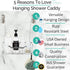 Small Shower Caddy Hanging with Rotatable Hooks, Adhesive Mount, Spacious Bathroom Storage Solution, 304 Stainless Steel