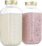kitchentoolz Large Glass Dairy Bottles for Milk, Yogurt, and More 32oz Containers