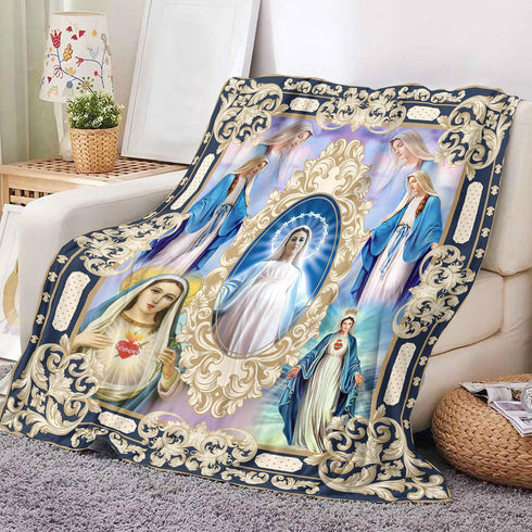 QIULIBMH Cozy 59'' 79'' 01) Ultra Soft Virgin Mary Blanket Microfiber Our Lady of Guadalupe Throw Blanket Warm Flannel