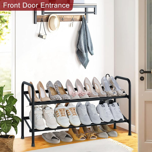 2 Closet, Closet, Housen Solutions Tier Expandable Shoe Rack for Adjustable Shoe Shelf Storage Organizer for Small