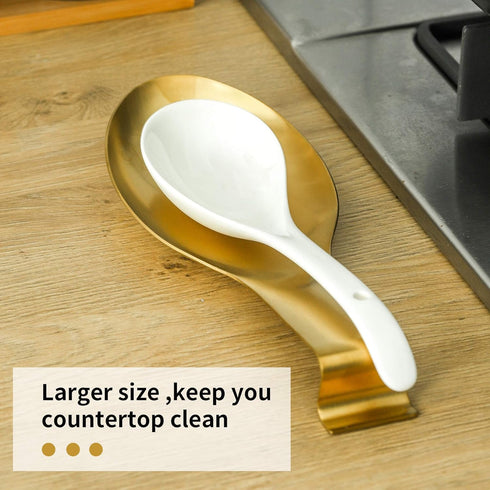 BETTWILL Gold Spoon Rest for Kitchen Counter, Stainless Steel Spoon Holder for Stove Top, Gold Kitchen Accessories