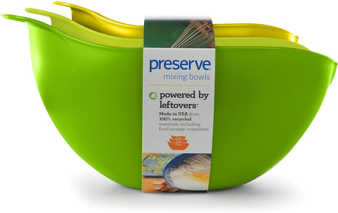 Preserve Nested Mixing Bowl Set of Three, Kitchen Supplies in Green and Yellow
