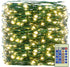 Outdoor Indoor String Lights, 300LED Warm White Fairy Lights 99ft Green Wire Dimmable with Remote Control, Waterproof