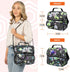 opux Insulated Lunch Bag for Women, Adult Cooler, Flower Lunch Box, Dual Compartment, Floral Gray