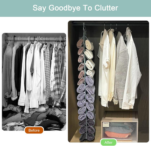 Legging Organizer Storage, T-Shirt Organizer, Hanging Closet Organizer with 26 Roll Compartments for Yoga Pants, Tank