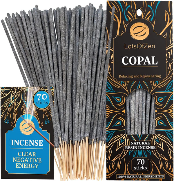Copal Incense Sticks Smudge Kit (70 pcs) — 100% Pure Long Burning White Copal Resin from Mexico