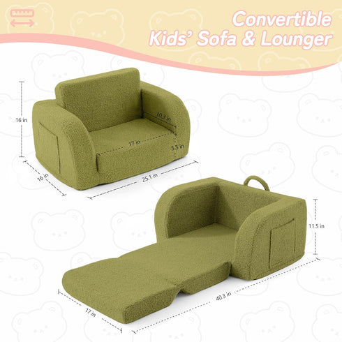 2-in-1 1-3 Toddler Couch, Toddler Chairs Comfy Years Old, Toddler Chair for Girls and Boys, Kids Couch Bed Fold Out