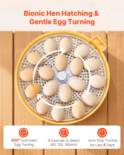 18 360 VEVOR Egg Incubator, Automatic Egg Turner with LED Candler, Temperature & Humidity Control, View Clear Window