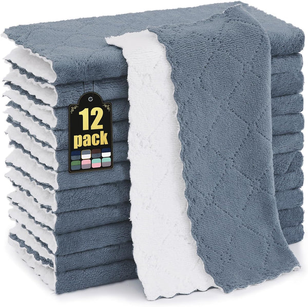 Mordimy 12 Pack Kitchen Cloths Dish Towels (10" x 10", Dark Grey