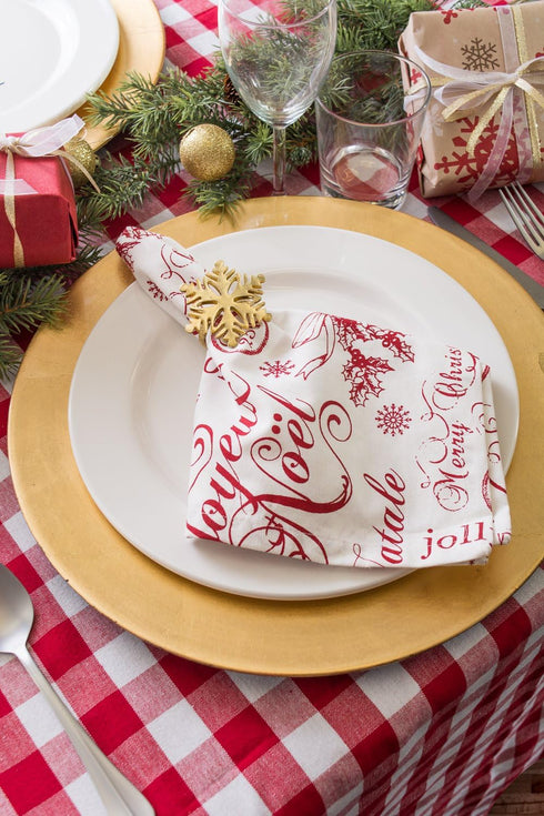 DII Christmas Thanksgiving Holiday Tabletop Décor Collection - Decorative Napkin Ring Holder Set, Gold Snowflake