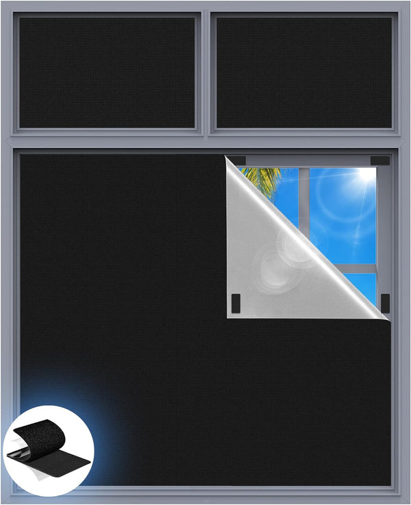 Blackout Curtains for Bedroom, 39" x 58" Portable Blinds with 20 Sets Hooks & Loops for 100% Blackout