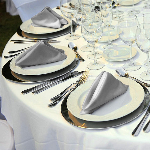 ANECO 12 Pieces Satin Napkins, Soft Dinner Napkins 17 x 17 Inches for Restaurant, Weddings, Party